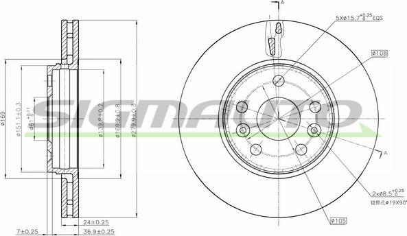 SIGMAUTO DBB733V - Bremžu diski www.autospares.lv