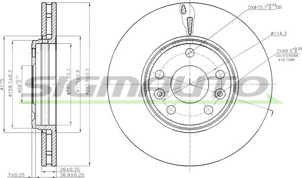 SIGMAUTO DBB726V - Bremžu diski www.autospares.lv