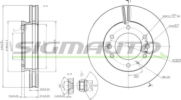 SIGMAUTO DBC462V - Bremžu diski autospares.lv