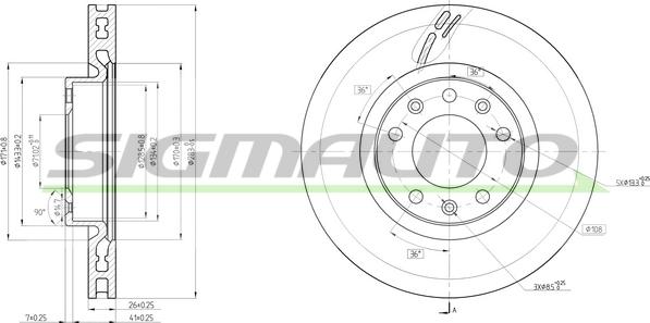 SIGMAUTO DBC405V - Bremžu diski autospares.lv