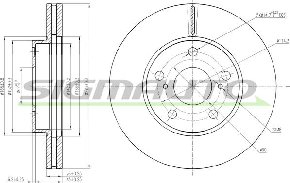 SIGMAUTO DBC401V - Bremžu diski autospares.lv