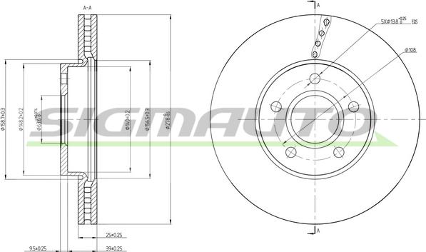 SIGMAUTO DBC509V - Brake Disc www.autospares.lv