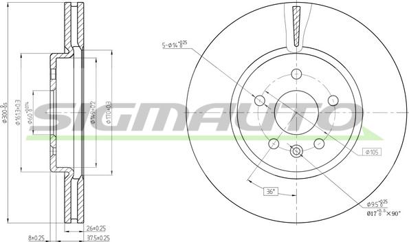 SIGMAUTO DBC684V - Bremžu diski autospares.lv