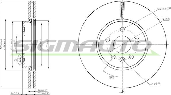 SIGMAUTO DBC385V - Bremžu diski autospares.lv