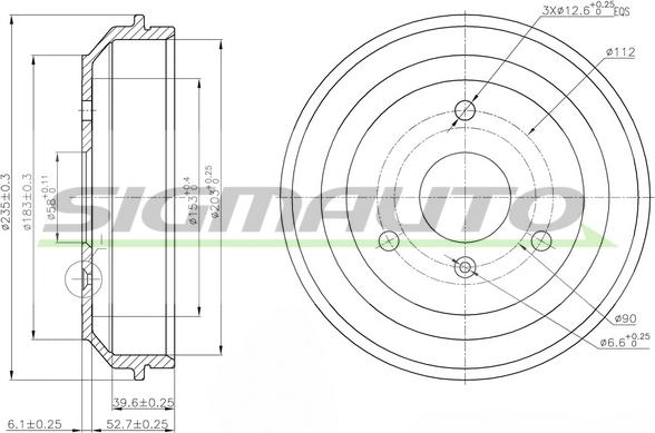 SIGMAUTO DR5598 - Bremžu trumulis www.autospares.lv