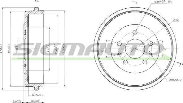 SIGMAUTO DR5704 - Тормозной барабан www.autospares.lv