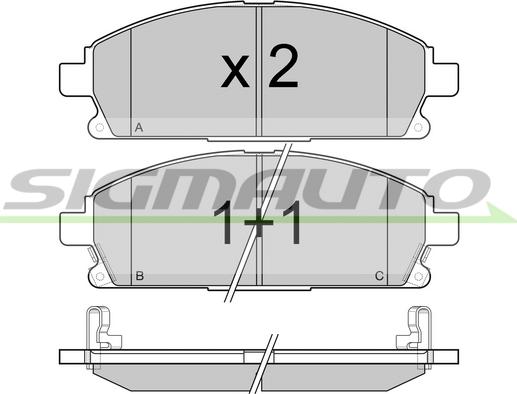 SIGMAUTO SPA968 - Тормозные колодки, дисковые, комплект www.autospares.lv