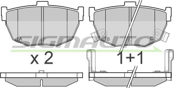 SIGMAUTO SPA967 - Тормозные колодки, дисковые, комплект www.autospares.lv