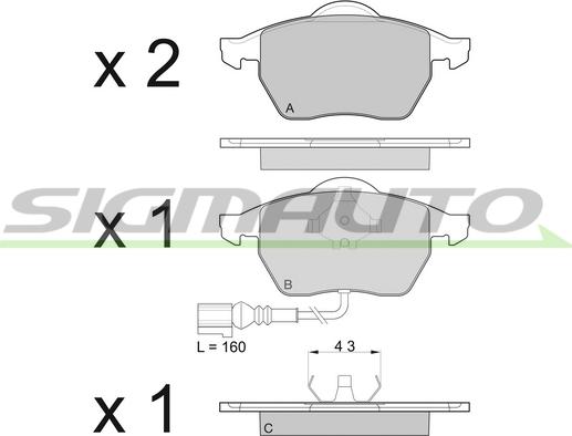 SIGMAUTO SPA984 - Тормозные колодки, дисковые, комплект www.autospares.lv