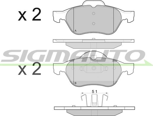 SIGMAUTO SPA981 - Тормозные колодки, дисковые, комплект www.autospares.lv