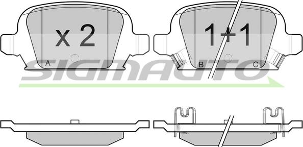 SIGMAUTO SPA987 - Тормозные колодки, дисковые, комплект www.autospares.lv