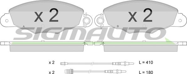 SIGMAUTO SPA930 - Тормозные колодки, дисковые, комплект www.autospares.lv