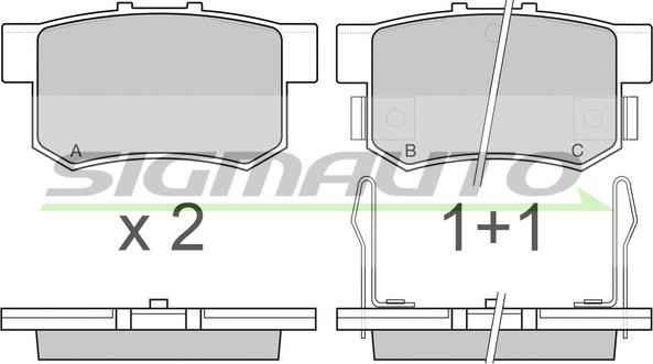 SIGMAUTO SPA483 - Bremžu uzliku kompl., Disku bremzes www.autospares.lv