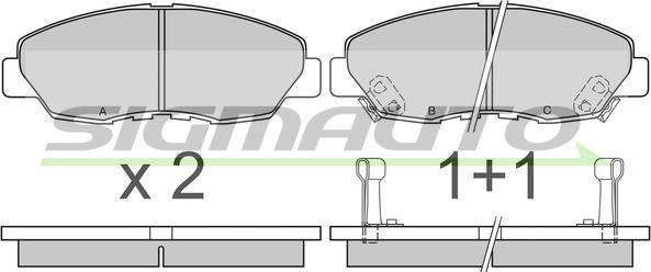 SIGMAUTO SPA482 - Bremžu uzliku kompl., Disku bremzes www.autospares.lv