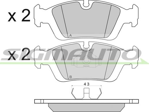 SIGMAUTO SPA432 - Тормозные колодки, дисковые, комплект www.autospares.lv