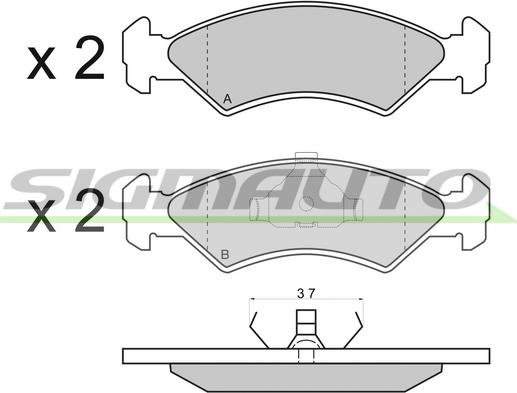 SIGMAUTO SPA427 - Тормозные колодки, дисковые, комплект www.autospares.lv