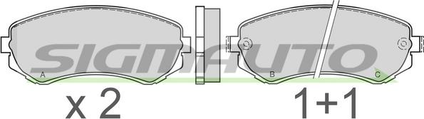 SIGMAUTO SPA473 - Bremžu uzliku kompl., Disku bremzes www.autospares.lv