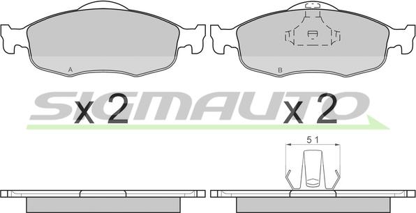 SIGMAUTO SPA592 - Bremžu uzliku kompl., Disku bremzes www.autospares.lv