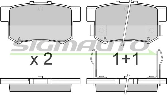 SIGMAUTO SPA544 - Bremžu uzliku kompl., Disku bremzes www.autospares.lv