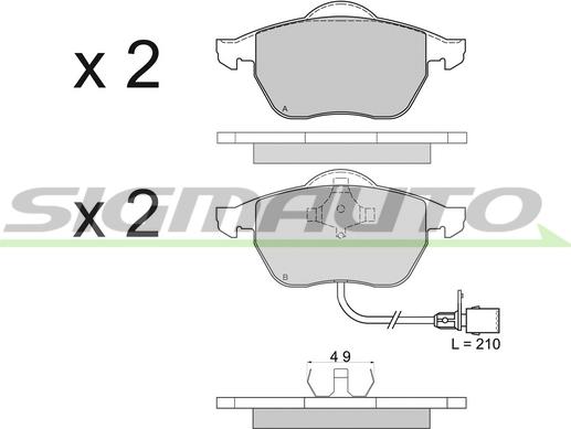 SIGMAUTO SPA516 - Тормозные колодки, дисковые, комплект www.autospares.lv