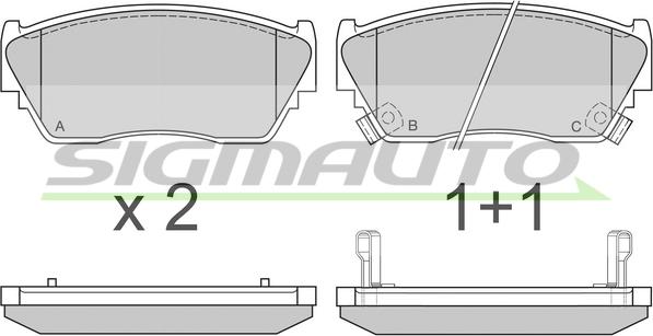 SIGMAUTO SPA511 - Bremžu uzliku kompl., Disku bremzes www.autospares.lv