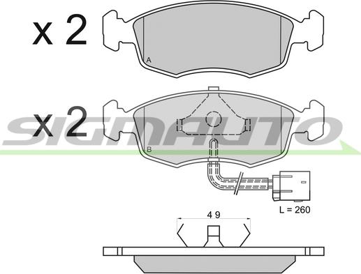 SIGMAUTO SPA583 - Тормозные колодки, дисковые, комплект www.autospares.lv