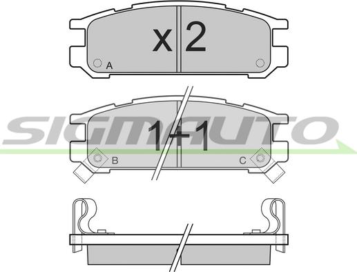 SIGMAUTO SPA536 - Bremžu uzliku kompl., Disku bremzes www.autospares.lv