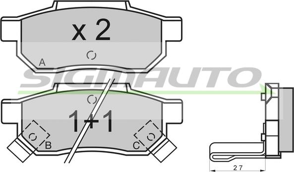 SIGMAUTO SPA530 - Bremžu uzliku kompl., Disku bremzes autospares.lv