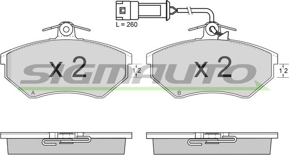 SIGMAUTO SPA533 - Bremžu uzliku kompl., Disku bremzes www.autospares.lv