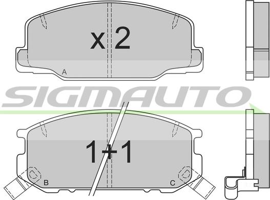 SIGMAUTO SPA537 - Тормозные колодки, дисковые, комплект www.autospares.lv