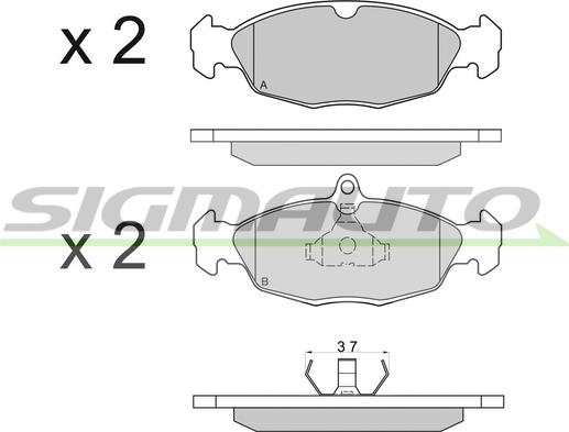 SIGMAUTO SPA520 - Тормозные колодки, дисковые, комплект www.autospares.lv