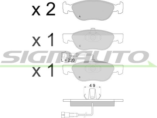 SIGMAUTO SPA666 - Brake Pad Set, disc brake www.autospares.lv