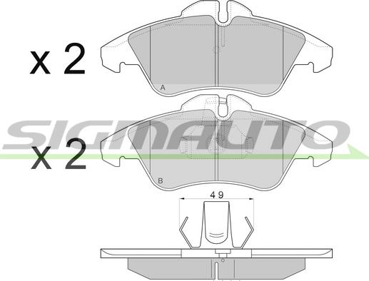 SIGMAUTO SPA687 - Bremžu uzliku kompl., Disku bremzes autospares.lv