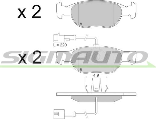 SIGMAUTO SPA676 - Bremžu uzliku kompl., Disku bremzes www.autospares.lv