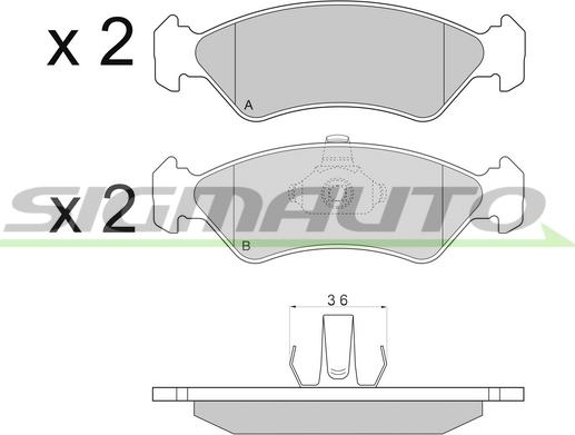 SIGMAUTO SPA671 - Тормозные колодки, дисковые, комплект www.autospares.lv