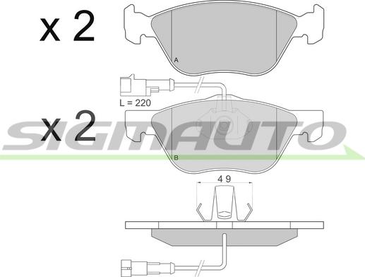 SIGMAUTO SPA673 - Тормозные колодки, дисковые, комплект www.autospares.lv