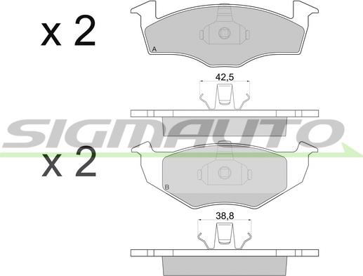 SIGMAUTO SPA672 - Тормозные колодки, дисковые, комплект www.autospares.lv