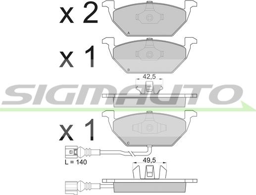 SIGMAUTO SPA848 - Тормозные колодки, дисковые, комплект www.autospares.lv