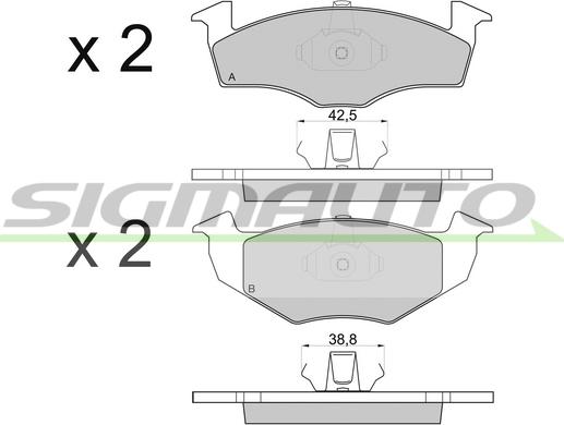 SIGMAUTO SPA808 - Тормозные колодки, дисковые, комплект www.autospares.lv