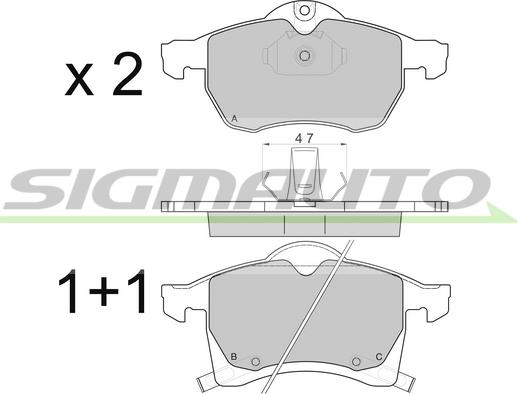 SIGMAUTO SPA811 - Bremžu uzliku kompl., Disku bremzes www.autospares.lv