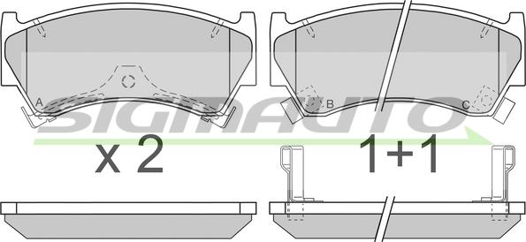 SIGMAUTO SPA826 - Bremžu uzliku kompl., Disku bremzes www.autospares.lv