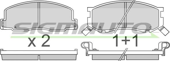 SIGMAUTO SPA307 - Тормозные колодки, дисковые, комплект www.autospares.lv