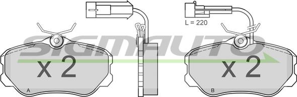 SIGMAUTO SPA385 - Bremžu uzliku kompl., Disku bremzes autospares.lv