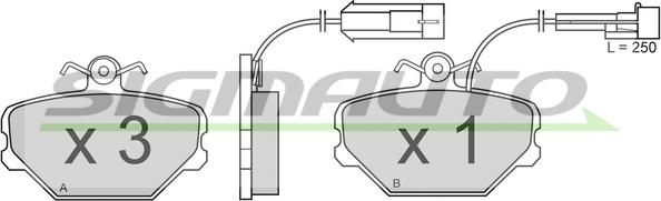 SIGMAUTO SPA375 - Тормозные колодки, дисковые, комплект www.autospares.lv