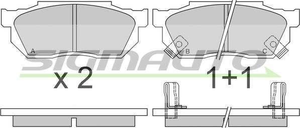 SIGMAUTO SPA289 - Тормозные колодки, дисковые, комплект www.autospares.lv