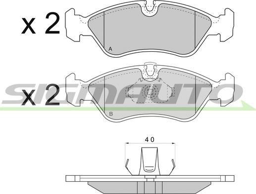 SIGMAUTO SPA704 - Bremžu uzliku kompl., Disku bremzes www.autospares.lv