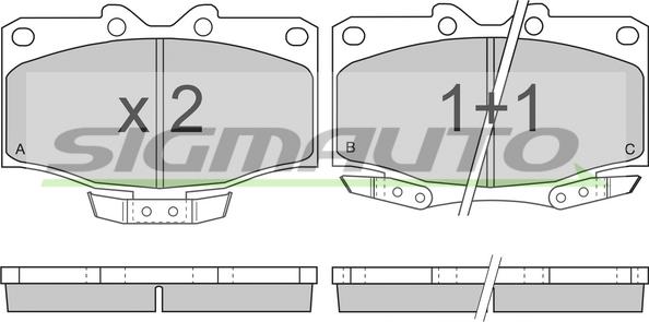 SIGMAUTO SPA725 - Bremžu uzliku kompl., Disku bremzes www.autospares.lv