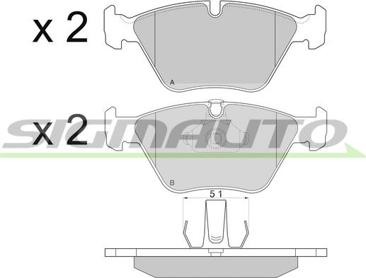 SIGMAUTO SPA773 - Тормозные колодки, дисковые, комплект www.autospares.lv