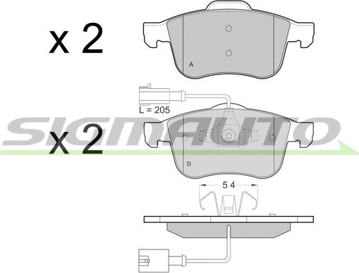 SIGMAUTO SPB443 - Bremžu uzliku kompl., Disku bremzes www.autospares.lv