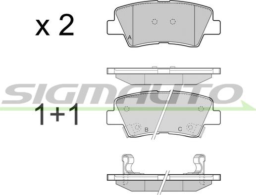 SIGMAUTO SPB456 - Тормозные колодки, дисковые, комплект www.autospares.lv